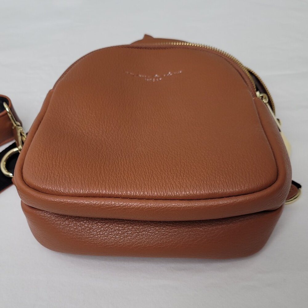 INICAT Small Crossbody Sling Bag Cognac Brown Vegan Leather Quiet Luxury NWOT - Picture 9 of 13